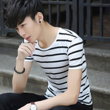 男士短袖T恤青少年夏季韩版潮流男装半袖大码学生衣服修身体恤衫