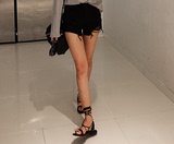 韩国代购0628女装破洞深色牛仔短裤 Lagirl-sp11326