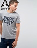 英国代购2016夏装新款时尚杰克琼斯休闲灰男装圆领短袖纯棉T恤8.8
