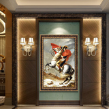 喷绘油画欧式现代客厅玄关竖式墙壁画人物挂画拿破仑马装饰画有框