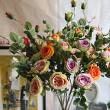 单支落地法式浪漫玫瑰 欧式高档仿真花 假花绢花客厅装饰摆件