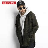 lietome2016春装新款韩版迷彩男士夹克连帽外套 青年中长款上衣