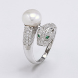 s925纯银戒指配件批发 纯银珍珠戒指空托 活口可调节经典加厚戒指