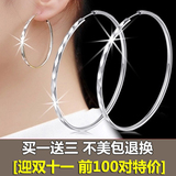 特价S925纯银大耳圈圈 夸张圆圈耳环 女韩国时尚长款气质耳扣包邮
