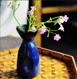 欧美原单 复古窑变釉蓝色清酒壶花插小花瓶