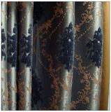 雪尼尔涤棉全遮光双层窗帘定制成品客厅卧室蓝色米色欧式风格特价