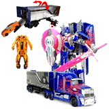 车机器人模型六一男孩玩具礼物变形玩具金刚电影4擎天柱带车厢汽