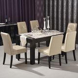 大理石餐桌椅组合6人 长方形饭桌 简约现代欧式时尚西餐桌小户型
