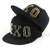 亲子儿童EXO铆钉欧美滑板运动帽 朋克非主流男女平沿嘻哈棒球帽子