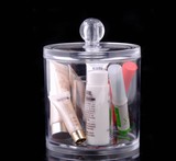 透明水晶简约现代化妆品 饰品棉签球有盖收纳盒批发桌面sf296