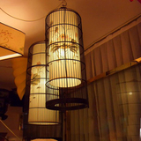 现代中式古典铁艺鸟笼吊灯  简欧式铁艺异形仿古手绘羊皮工程吊灯