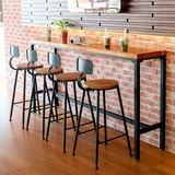 铁艺休闲咖啡厅酒吧台桌 家用长条实木靠墙吧桌窗边高脚吧台桌椅
