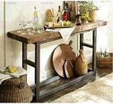 LOFT法式铁艺咖啡桌椅铁艺实木吧台桌 工作台复古做旧风格.长桌