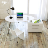 易构简约现代书房家具 白色烤漆旋转创意书桌办公桌电脑桌