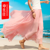 夏季拖地半身长裙 金丝雪纺半身裙海边度假8米大摆沙滩纱裙仙女裙