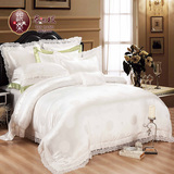 银桑高档真丝四件套纯色印花床上用品100％桑蚕丝丝绸被套床单