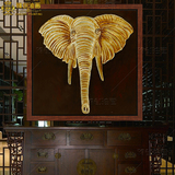 雅创东南亚泰式装饰画客厅玄关大象头壁挂油画纯手绘抽象画金箔画