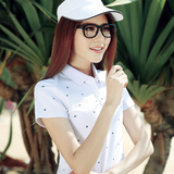 白色纯棉运动t恤女短袖 夏季大码休闲上衣体恤带领波点翻领polo衫