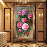 百合花纯手绘牡丹花开富贵欧式风景花卉油画客厅玄关沙发有框装饰