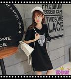 2016夏新款韩版女装长款宽松卡通猫头鹰短袖T恤学生大版百搭上衣