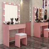 简约现代影楼化妆台带灯梳妆台实木小户型化妆柜简单实用化妆桌子