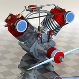 航模双两缸四冲程V型汽油发动机工业设计图纸3D三维模型资料建模