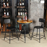 简约铁艺实木复古咖啡厅奶茶店洽谈桌椅小户型餐桌椅组合圆桌饭桌