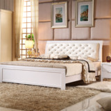 实木橡木床1.5/1.8米m床 新婚床 白色烤漆单人双人床高箱储物箱床