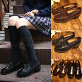日本雪松单 日系学院风万用学生鞋 中高跟特价表演鞋jk制服鞋棕黑