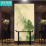新中式玄关竖幅墙布无缝壁画 高档墙纸壁纸 古典山水名画简约写意