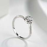 钻石世家18K金钻石戒指GIA裸钻钻戒白铂金戒指女结婚钻戒定制款