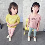 童装2016春装新款韩版女童卫衣字母款外套儿童套头卫衣宝宝上衣潮