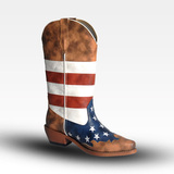 美国ROPER女靴西部牛仔靴马靴 旗帜条纹女式中筒靴中跟舒适粗跟靴