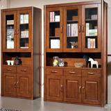 实木书柜  自由组合转角全实木胡桃色橡木书柜 二门三门书柜书架