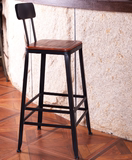 m美式复古实木小圆桌咖啡桌酒吧咖啡厅前台高脚椅吧台椅