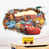 墙纸壁画 3D卡通动漫汽车总动员贴画 儿童房卧室早教学校装饰墙贴