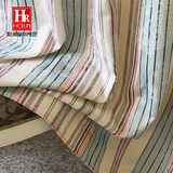 高档现代简约地中海北欧式条纹加厚涤棉窗帘布料卧室客厅飘窗定制