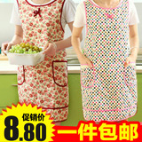 韩版可爱时尚厨房防水围裙女包邮美甲工作服防污防油成人无袖罩衣