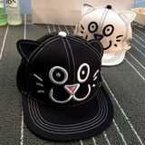 韩版可爱猫咪耳朵平沿帽街舞嘻哈鸭舌棒球帽夏天男女休闲遮阳帽子