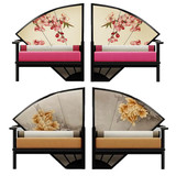 新中式家具扇形布艺客厅沙发套装组合实木沙发电视柜茶几组合现货