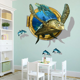 3D立体感视觉墙贴画贴纸客厅创意装饰个性卡通海底世界动物大海龟