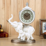 大象欧式台钟座钟潮流创意个性母子象吉祥摆件现代客厅静音装饰品