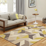 欧式黄色格子地毯客厅茶几沙发卧室床边手工腈纶地毯满铺定制
