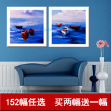 风景海景 帆船油画 客厅两联画 餐厅挂画 卧室装饰画 挂饰正方形
