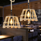欧美式乡村复古loft工业风麻绳艺术吊灯个性创意餐厅吧台装饰灯具