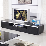 尚木现代简约茶几电视柜组合黑色钢化玻璃电视机柜橡木贴皮地柜