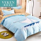 Veken/维科纯棉四件套全棉儿童卡通四件套秋冬加厚床单被套1.8米