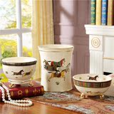 欧式象牙陶瓷垃圾桶桌面垃圾碗果皮碗 创意马图案家用收纳桶包邮