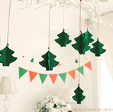 特价 韩版圣诞节新年派对幼儿园橱窗毛毡空中吊饰7颗圣诞树小松树