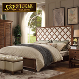 雅居格 美式实木床欧式布艺床双人床1.8米简约卧室家具床M0181
